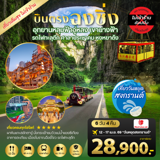 ฉงชิ่ง อู่หลง ต้าจู๋ อุทยานหลุมฟ้า (Three Natural Bridges) ㆍ อุทยานเขานางฟ้า (Fairy Mountain) ㆍ ผาหินสลักต้าจู๋ (Dazu Rock Carvings) ㆍ หงหยาต้ง (Hongyadong) ㆍ รถไฟทะลุตึก (Liziba Station) #เที่ยวเต็มไม่มีวันอิสระ#ไม่ลงร้านช้อป