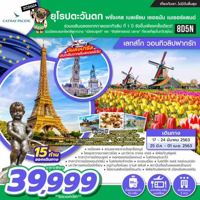  ร่วมเฉลิมฉลองเทศกาลดอกทิวลิปที่1ปีจัดขึ้นเพียงครั้งเดียว!!ชมเมืองมรดกโลกเสีลูกกวาด'เมืองบรูจจ์'และ'จัตุรัสกรองต์ปลาซ'ที่สวยที่สุดในทวีปยุโรป