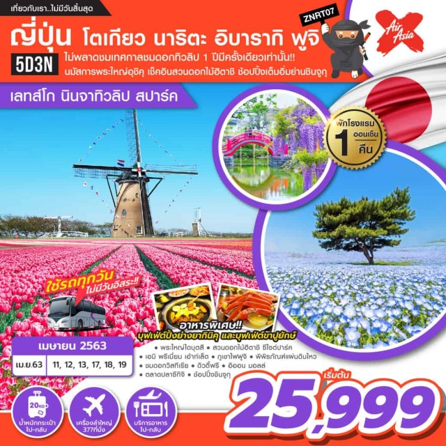  ไม่พลาดชมเทศกาลดอกทิวลิป1ปีมีครั้งเดียวเท่านั้น!!!นมัสการพระใหญ่อุชิคุเช็คอินสวนดอกไม้ฮิตาชิช้อปปิ้งเต็มอิ่มย่านชินจูกุ