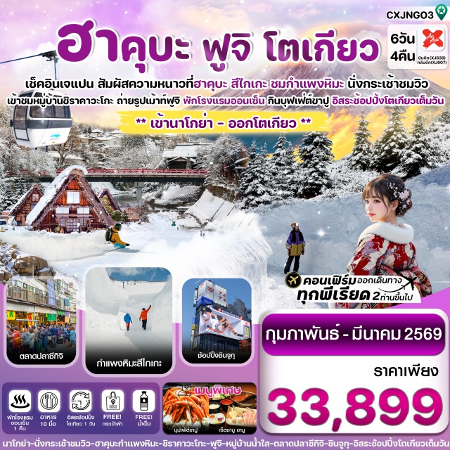 นาโกย่า ฟูจิ ดิสนีย์แลนด์ หมู่บ้านมรดกโลกชิราคาวะโกะ (Shirakawago Village)ㆍลานสกีสึไกเกะ (Tsugaike Ski Resort)ㆍทะเลสาบคาวากุจิโกะ (Lake Kawaguchiko)ㆍหมู่บ้านโอชิโนะ ฮักไก (Oshino Hakkai Village)ㆍวัดอาซากุสะ (Sensoji Temple) #มีวันอิสระ #ดิสนีย์แลนด์