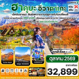 ทัวร์ญี่ปุ่น <p><strong>Day 1 : </strong>สนามบินดอนเมือง (21.30 น.) <br /><strong>Day 2 :</strong> สนามบินนานาชาติชูบุเซ็นแทรร์ นาโกย่า &ndash; เมืองทาคายาม่า สะพานนาคาบาชิ &ndash; ถนนซันมาจิ ซูจิ - เมืองกิฟุ - หมู่บ้านมรดกโลกชิราคาวะโกะ <br /><strong>Day 3 : </strong>จังหวัดนากาโนะ &ndash; นั่งกระเช้าโนอาร์ (รวมค่ากระเช้า) - แวะคาเฟ่ The City Bakery (ไม่รวมค่าเครื่องดื่ม) - อิออนมอลล์ <br /><strong>Day 4 : </strong>เมืองเกียวโต &ndash; วัดน้ำใส คิโยมิสึ&ndash; เรียนรู้พิธีชงชาแบบญี่ปุ่น &ndash;ศาลเจ้าเฮอัน - ช้อปปิ้งย่านชินไซบาชิ <br /><strong>Day 5 :</strong> อิสระช้อปปิ้ง และอิสระท่องเที่ยวตามอัธยาศัย หรือ เที่ยวสวนสนุก UNIVERSAL STUDIO JAPAN <br /><strong>Day 6 :</strong> ตลาดปลาคุโรมง &ndash; ริงกุ พรีเมี่ยม เอาท์เล็ต - สนามบินคันไซ &ndash; สนามบินดอนเมือง</p>
<p style='text-align: center;'><strong>---อ่านรายละเอียดเพิ่มเติม---</strong></p>