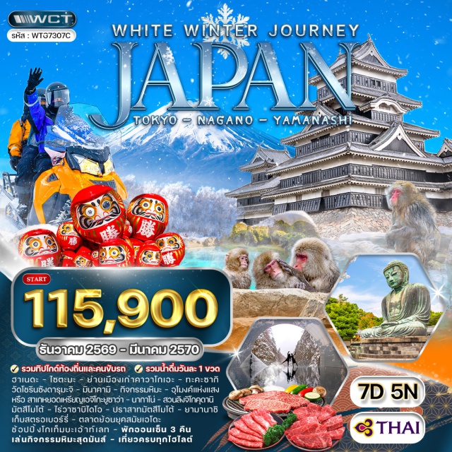 โตเกียว นากาโน่ คามาคุระ สวนลิงจิโกคุดานิ ปราสาทมัตสึโมโต้ พระใหญ่คามาคุระ .