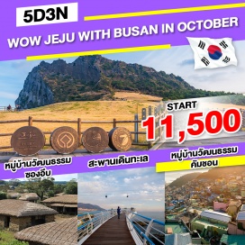 ทัวร์เกาหลี ทุ่งดอกหญ้า แซ พยอล โอรึม  - พิพิธภัณฑ์ชาโอซุลลอค  - สวนส้มไร้เมล็ด  - ภูเขาซองอัค  - วัดซันบังโพมุนซา
ร้านน้ำมันสนเข็มแดง  -ชมดอกหญ้า สีชมพู พิงค์มูลลี่  - หมู่บ้านวัฒนธรรมซองอึบ - ซอพจิโกจิ  - ยอดเขา ซองซาน อิลจุลบง    พิพิธภัณฑ์แฮนยอ - หมู่บ้านวัฒนธรรมคัมชอน- สะพานเดินทะเล  - นั่งกระเช้าลอยฟ้า
ศูนย์โสม - เอเปค เฮ้าส์  - ล็อตเต้ พรีเมี่ยม เอาท์เลท -  ล๊อตเต้ ดิวตี้ฟรี- ปูซานทาวเวอร์  -ถนนช้อปปิ้ง นัมโพดง                                                                                                  ร้านค้าสมุนไพร+ร้านละลายเงินวอน  - ศูนย์เครื่องสำอางค์