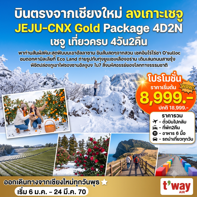 เชจู ภูเขาฮัลลาซาน ไร่ชาโอซุลล็อค ภูเขาไฟซองซานอิลจูบง หมู่บ้านวัฒนธรรมซองอึบ ชายหาดอีโฮเทอู (Iho Tewoo Beach)ㆍภูเขาฮัลลาซาน (Hallasan Mountain)ㆍไร่ชาเขียวโอซุลล็อค (O'sulloc Tea Museum)ㆍสวนส้มไร้เมล็ด (Orange Farm)ㆍแหลมซงอัคซาน (Songakshan Mountain)ㆍวัดซันบังโพมุนซา (Sanbangsa Temple)ㆍถนนสายรุ้ง (Rainbow Coastal Road)ㆍศูนย์เครื่องสำอาง (Cosmetic Shop)ㆍสวนเอโคแลนด์ (Eco Land Theme Park)ㆍหมู่บ้านวัฒนธรรมซองอึบ (Seongeup Folk Village)ㆍภูเขาไฟซองซานอิลจุลบง (Seongsan Ilchulbong)ㆍชายหาดโขดหินควังซีกี (Gwangchigi Beach)ㆍทุ่งดอกคาโนเลีย หรือดอกยูแช (Canola Flowers Field)ㆍวัดชอนวังซา (Cheonwangsa Temple)ㆍศูนย์น้ำมันสนเข็มแดง (Red Pine Tree Center)ㆍศูนย์โสม (Korea Ginseng Center)ㆍซุปเปอร์มาร์เก็ต (Supermarket)ㆍดิวตี้ฟรี (Shilla Duty Free Shop)ㆍตลาดดาวน์ทาวน์ยอนดง (Down Town Yeondong)

#เที่ยวเต็มไม่มีวันอิสระ