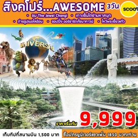 ทัวร์สิงคโปร์ กรุงเทพฯ – Singapore    
Free & Easy (อิสระไม่มีรถและไกด์บริการ) 
CITY TOUR –ไชน่าทาวน์- Garden by the bay – Marina bay sands-
 Duty Free Shop – ช็อปปิ้ง Orchard –สนามบินดอนเมือง